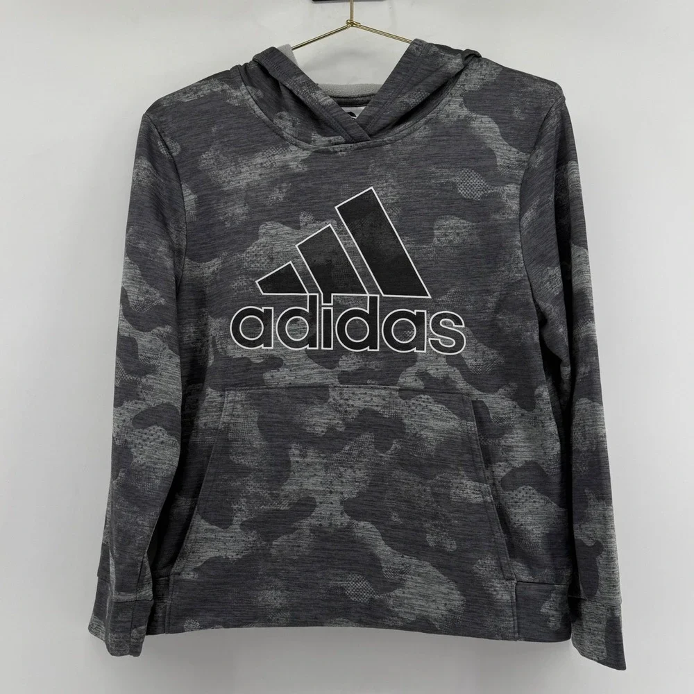 Kids Adidas Camo Hoodie Pullover Athleisure Long Sleeve Size M‎